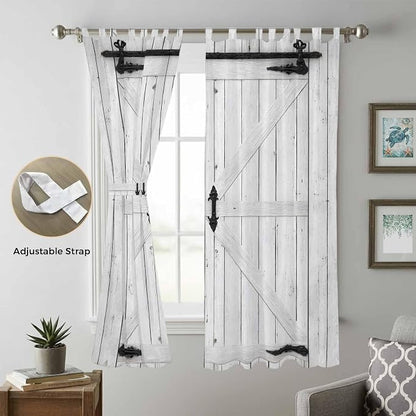 Farmhouse Wood Grain Living Room Curtains 96 Inch Length, Window Curtains Tab - Image 5