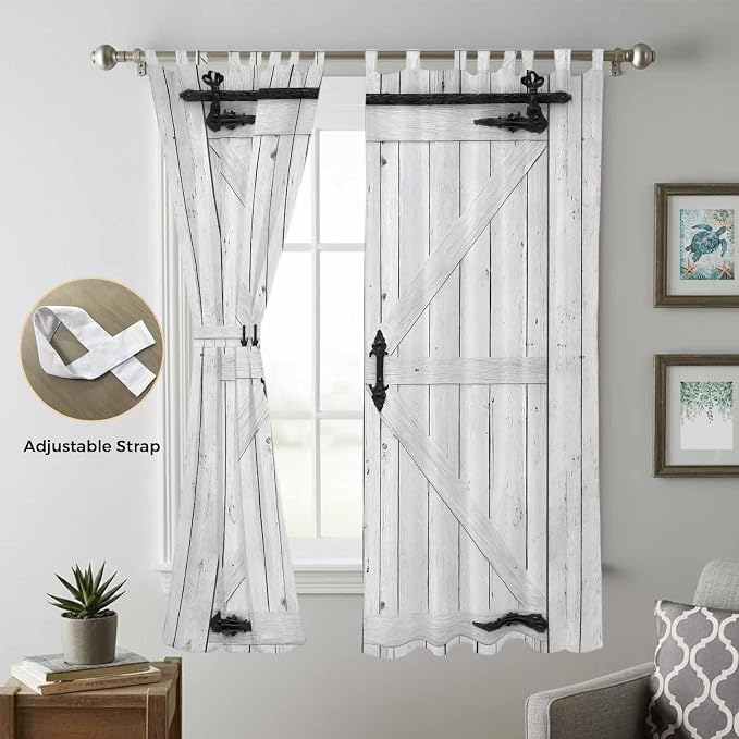Farmhouse Wood Grain Living Room Curtains 84 Inch Length, Window Curtains Tab - Image 5