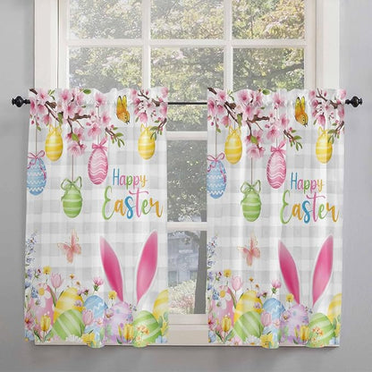 Happy Easter Kitchen Curtains 45 Inches length, Spring Watercolor Bunny Eggs - Image 2
