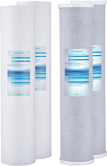 Geekpure Whole House PP Sediment and Carbon Block Replacement Filters -4.5 x 20 by Geekpure