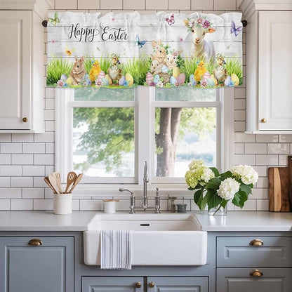 Easter Curtain Valances for Windows, Kitchen Valance Window Treatment, Spring - Image 2