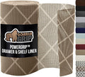 GORILLA GRIP powerGRIP Drawer Shelf and Cabinet Liner, Thick Strong Hold, Non-Adhesive Liners Protect Kitchen Cabinets and Cupboard, Bathroom Drawers, Easy Install, Breathable Mat, 17.5" x30', Beige