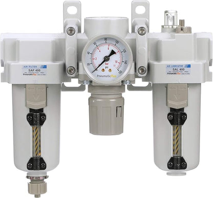 PneumaticPlus SAU400-N06G-MEP Compressed Air Filter Regulator Lubricator Combo - Image 2