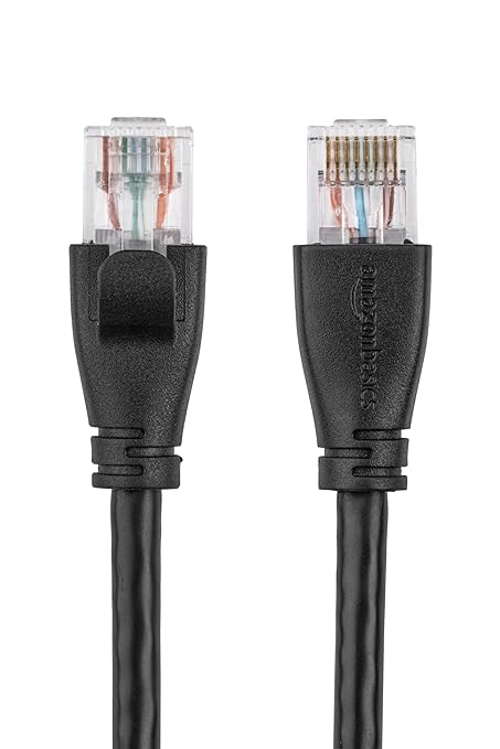 Amazon Basics RJ45 Cat-6 Ethernet Network Cable for Fast Gaming, 1Gbps Transfer Speed, Durable Gold-Plated Connectors, 25 Foot (7.6 Meters), Black