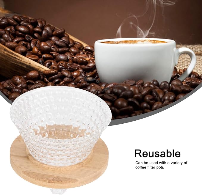 AUNMAS Glass Coffee Dripper Pour Over, Reusable Paperless Filter Funnel - Image 5
