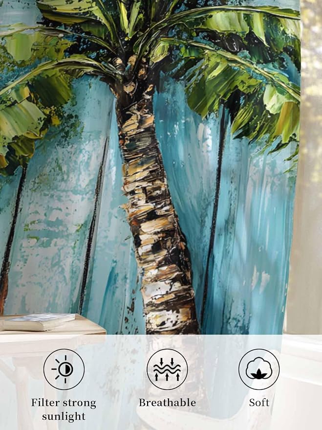 Sheer Curtains 96 Inches Long, Coastal Beach Starfish Semi Sheer Curtains Light - Image 6