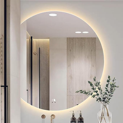 Bathroom Mirror, Dimmable LED Vanity Mirror Half Circle, Illuminated Mirror by EKDJSN