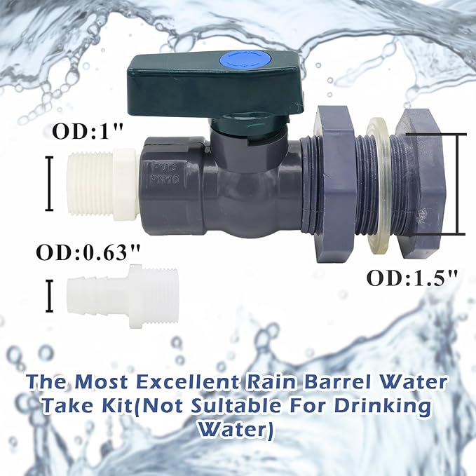 PVC Rain Barrel Diverter Kit Rain Barrel 3/4 Inch Spigot Kit - Image 3