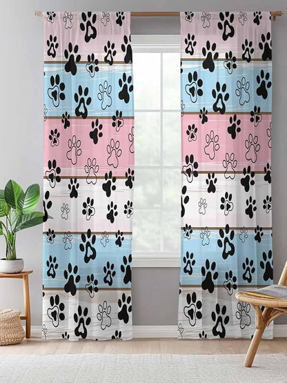 Sheer Curtains 108 Inches Long, Vintage Farmhouse Wooden Grain Privacy Voile - Image 5