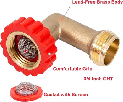 Lead-Free Brass 90 Degree Hose Saver, 90°Hose Elbow Fitting Quick Swivel - Image 2