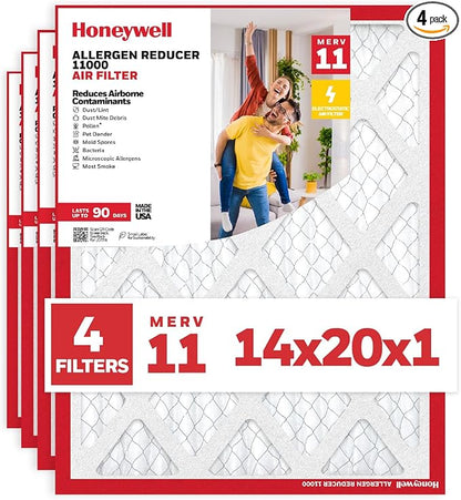 Honeywell 14x20x1 MERV 11 Allergen Reducer 11000 Electrostatic Pleated HVAC AC by HoneywellAirComfort