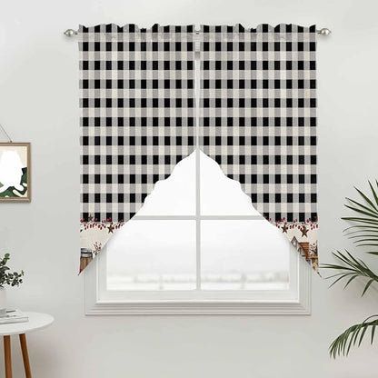 Swag Curtain Valances for Kitchen Windows, Farm Wooden House Black Buffalo - Image 6
