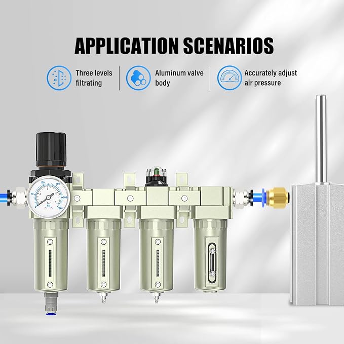 1/2" NPT Heavy Duty Industrial Grade 4 Stage Air Drying System, Auto Drain - Image 7