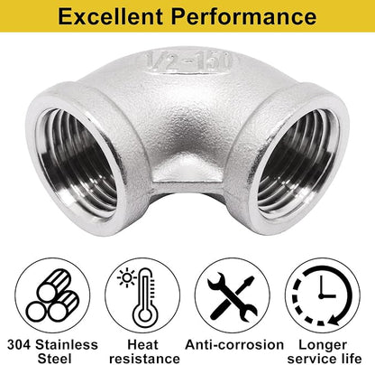 2Pcs 304 Stainless Steel 90 Degree Elbow 1/2" NPT Female x 1/2" NPT Female - Image 3