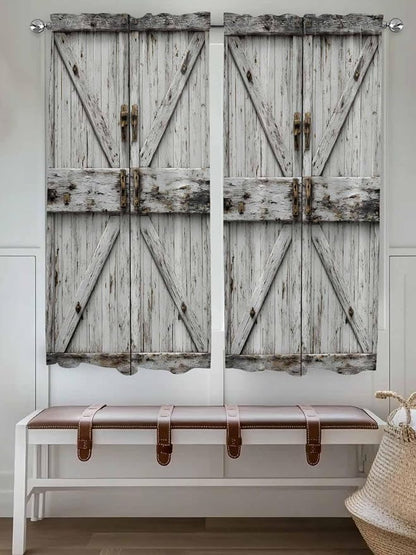 Vintage Gate Bedroom Curtains 63 Inches length, Farmhouse Wooden Grain Shabby - Image 4