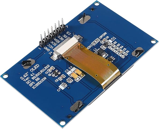 ACEIRMC 2.42 inch 128x64 OLED LCD Display Module SSD1309 7 Pin SPI/IIC I2C Serial Interface for Arduino UNO R3 (Blue)