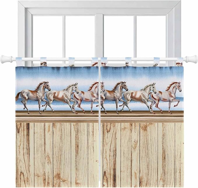 Western Horse Bedroom Curtains 63 Inch Length, Window Curtains Tab Top by Unknown