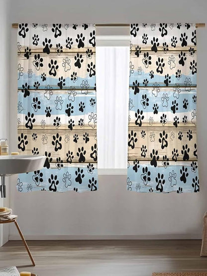Sheer Curtains 63 Inch Length, Vintage Farmhouse Rustic Wooden Grain Privacy - Image 5