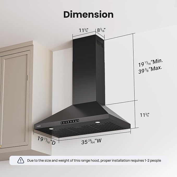 Wall Mount 36 Inch Range Hood 900 CFM, Ductless/Ducted Convertible, 3-speed - Image 8