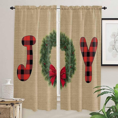 Red Green Christmas Window Curtains 72 Inch Long 2 Panel Set, Rod Pocket Long by Unknown