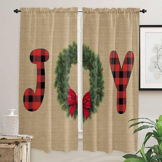 Red Green Christmas Window Curtains 72 Inch Long 2 Panel Set, Rod Pocket Long by Unknown