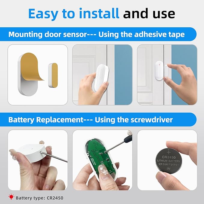 Daytech Wireless Door Chime, Door Dinger for Business Entry/Store/Home/Office, Door Alarms When Opened with 800 Ft Range,20 Chimes 5 Adjustable Volume 2 Sensors + 2 Receivers