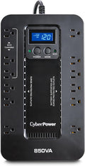 CyberPower EC850LCD Ecologic UPS Battery Backup and Surge Protector, 850VA/510W, 12 Outlets, ECO Mode, Compact, UL Certified