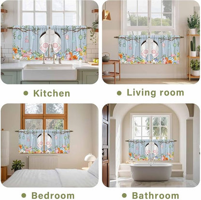 Easter Kitchen Tier Curtains 24 Inch Long 2 Panel Set, Rod Pocket Cafe Small - Image 8