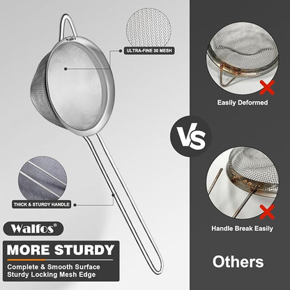 Walfos Small Fine Mesh Tea Strainer, Mini Stainless Steel Sieve - Image 6