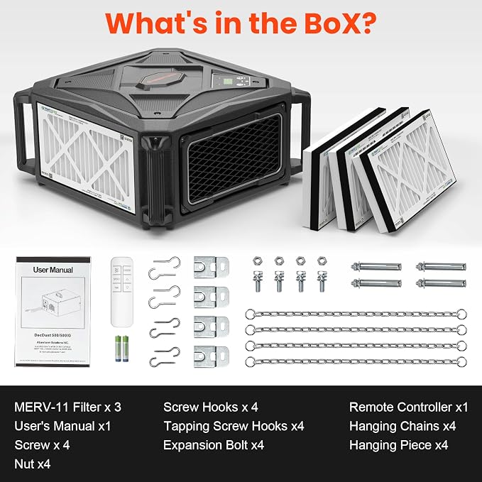 Abestorm 270 Degree Intake Air Filtration System, 780 CFM Workshop Hanging Dust - Image 7