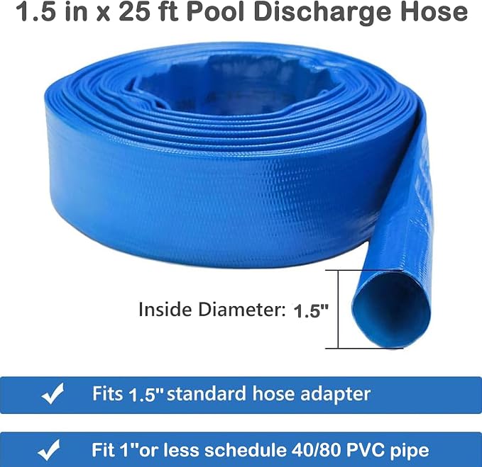 Eastrans 1 1/2 IN x 25 FT Pool Backwash Hose, Heavy Duty Flat Discharge Hose - Image 4