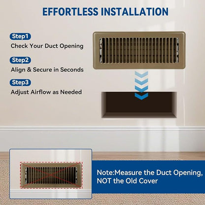 4" x 12" Floor Register Vent Covers 10-Pack, Walkable Powder-Coated Metal Vent - Image 4