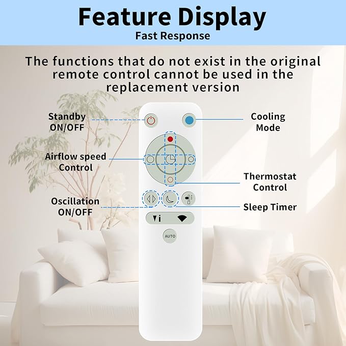 LUNOAOA Upgrade Glowing Fan Remote Control Replacement No Setup for Dyson AM09 Hot+ Cool Heater Tower Fan with Magnet