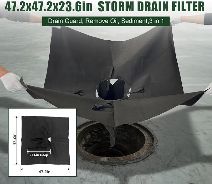 5 Pack PET Storm Drain Filter-47.2x47.2x23.6in Oil & Sediment Guard - Image 2