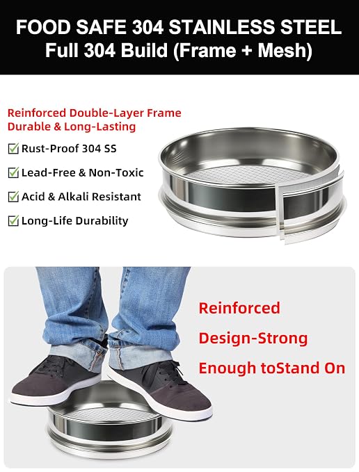 All 304 Stainless Steel 70 Mesh Test Sieve, 8 Inch/20cm Diameter, Lab Sifter & - Image 4