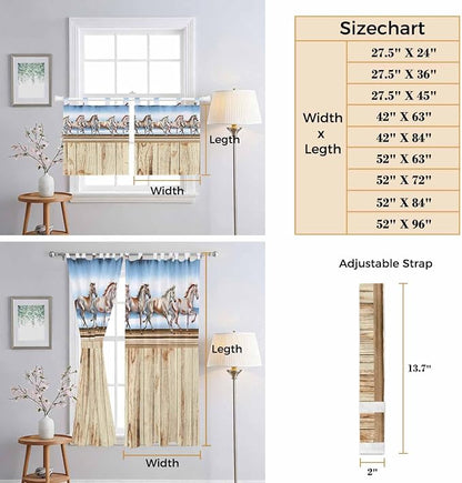 Western Horse Kitchen Curtains 24 Inch Length, Small Window Curtains Tab Top - Image 8