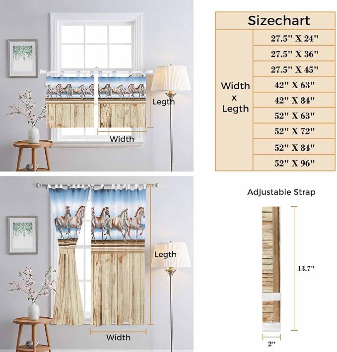 Western Horse Living Room Curtains 84 Inch Length, Window Curtains Tab Top - Image 8