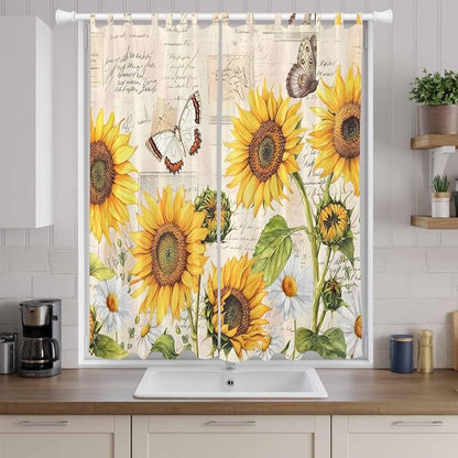 Yellow Sunflowers Living Room Curtains 84 Inch Length, Window Curtains Tab Top - Image 9