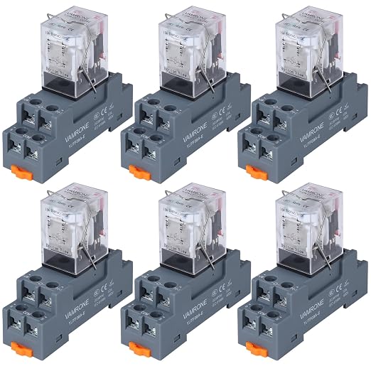 6PCS Electromagnetic Power Relay, 8-Pin 10 AMP 24V DC Relay Coil by VAMRONE