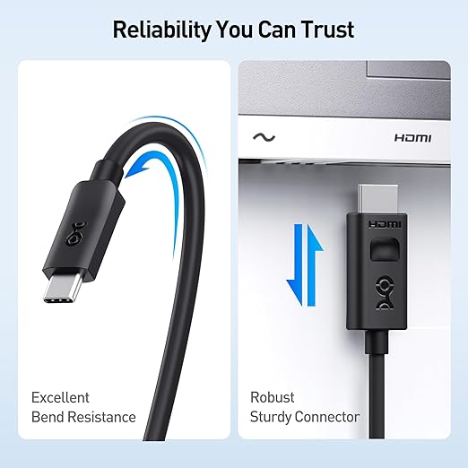 Cable Matters Unidirectional USB C to HDMI 2.1 Cable - 3ft, Support 4K@240Hz and 8K@60Hz, HDR - Thunderbolt 4, Thunderbolt 5, USB 4 Compatible with MacBook Pro, XPS, ThinkPad - Max 4K@60Hz on macOS