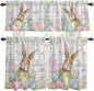 Kitchen Curtains Tiers and Valance Set of 3, Easter Light Filtering Window by Anzona