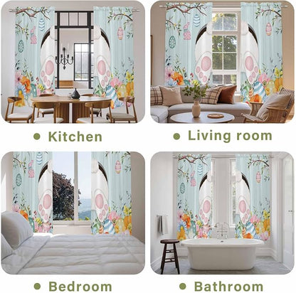 Easter Bunny Window Curtains 72 Inch Long 2 Panel Set, Rod Pocket Long Curtains - Image 8