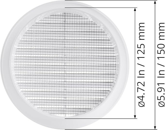 White 5" Inch Round Ventilation Grille - Image 5