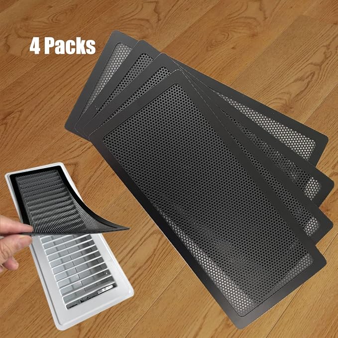 Floor Register Vent Cover- 4"x12" Magnetic Air Vent Screen Mesh Cover by IFRMMY