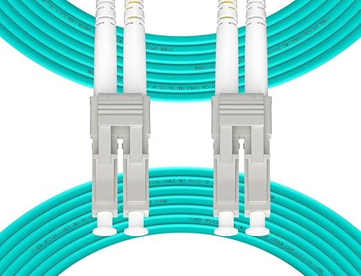Fibergaga 50M(165ft) OM3 LC to LC Fiber Patch Cable,10GB/40GB Multimode Duplex 50/125µm 2.0mm Fiber Optic Jumper Cords Length Option: 0.5M(1.6ft)-100M(328ft)