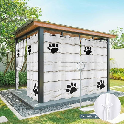 Wood Grain Outdoor Curtains for Patio Claws Animals Wooden White Waterproof - Image 7