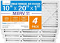LotFancy 10x20x1 Air Filter MERV 11 4-Pack, Electrostatic Pleated AC Furnace by LotFancy
