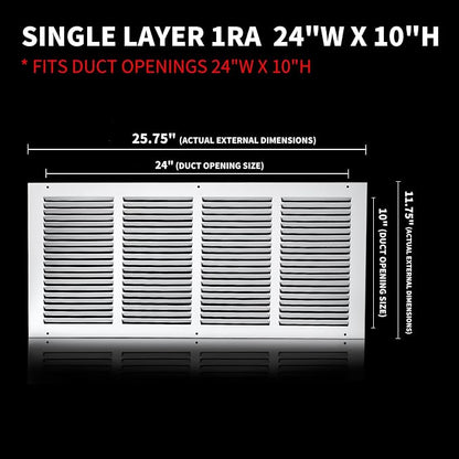 24x10 Return Air Grille, Air Return Vent Cover, Flat Vent Cover, Rejillas De - Image 2