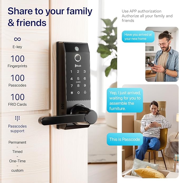 Smart Lock Ring Doorbell Fingerprint Deadbolt for Homeowners or Parents Door Lock with Camera and Door Handle for Renters, Keyless Entry Door Lock for Front Door (Contour V Blacks+)