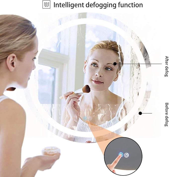 Illuminated Bathroom Mirror 800 x 800 MM Round LED Wall Mounted Vanity Mirror - Image 4